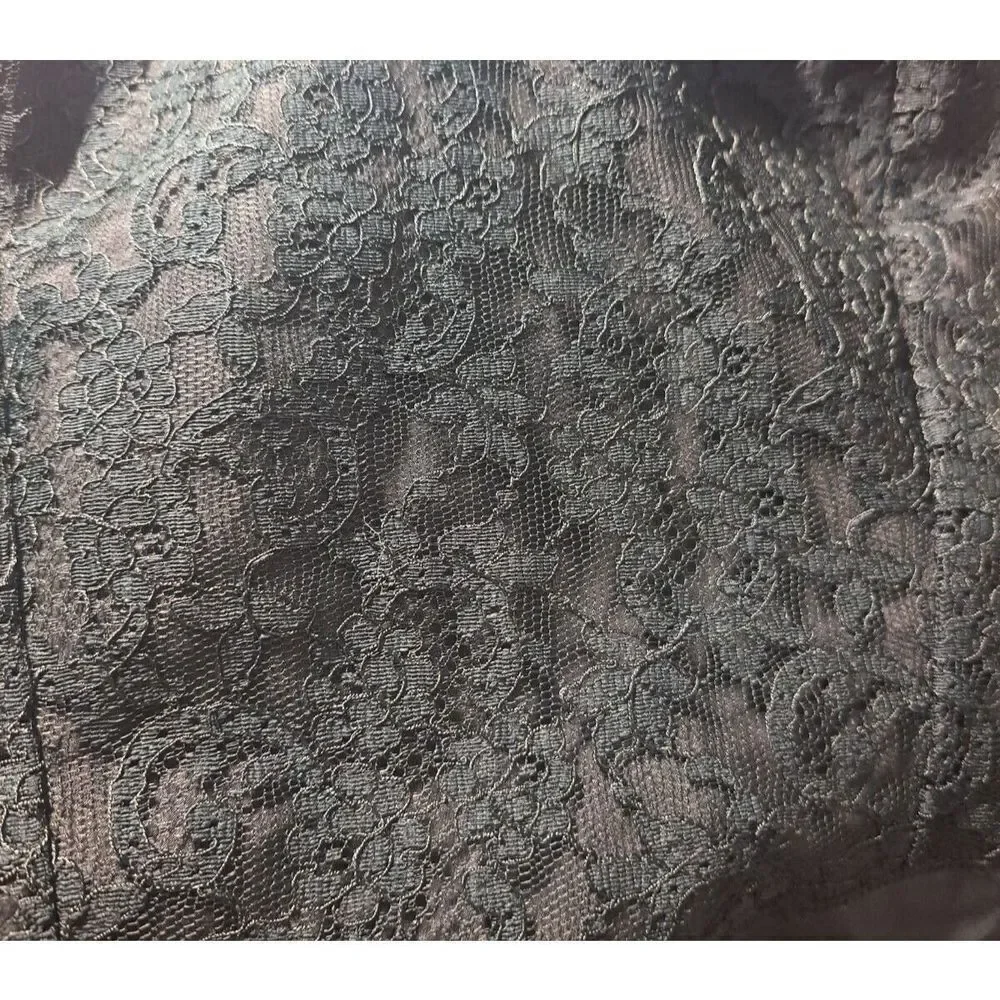 BARBIZON Full Slip Dress Black Vintage Taffeta Lace  Saucy Tafredda ‎ Zip Size 9
